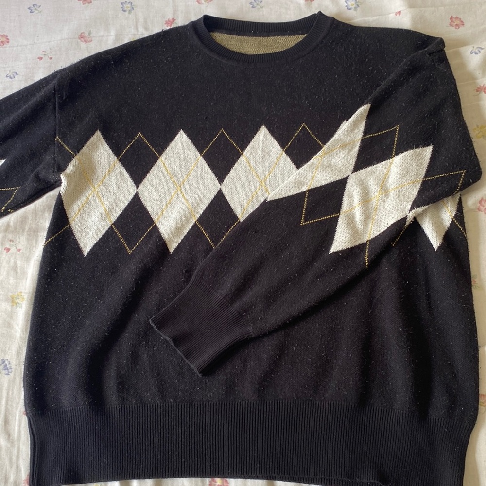 Dazy Medium Argyle Patter Drop Shoulder Sweater